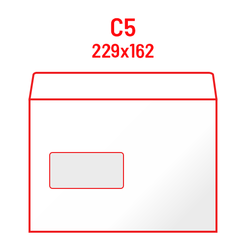 Kuverta C5 z levim oknom - 230x162 mm (za format A5)