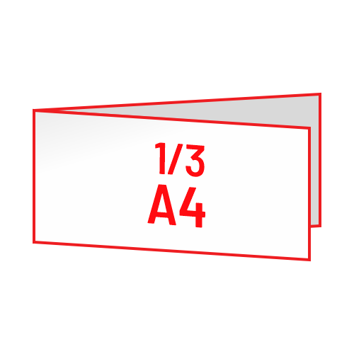 Vabilo 2x 1/3 A4 ležeči V-zgib (210x99 mm), 4-strani, odprt: 420x99 mm