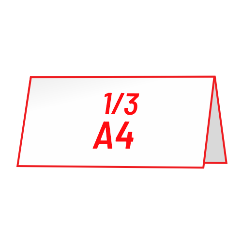 Vabilo 2x 1/3 A4 ležeče V-zgib zgoraj (210x99 mm), 4-strani, odprt: 210x198 mm